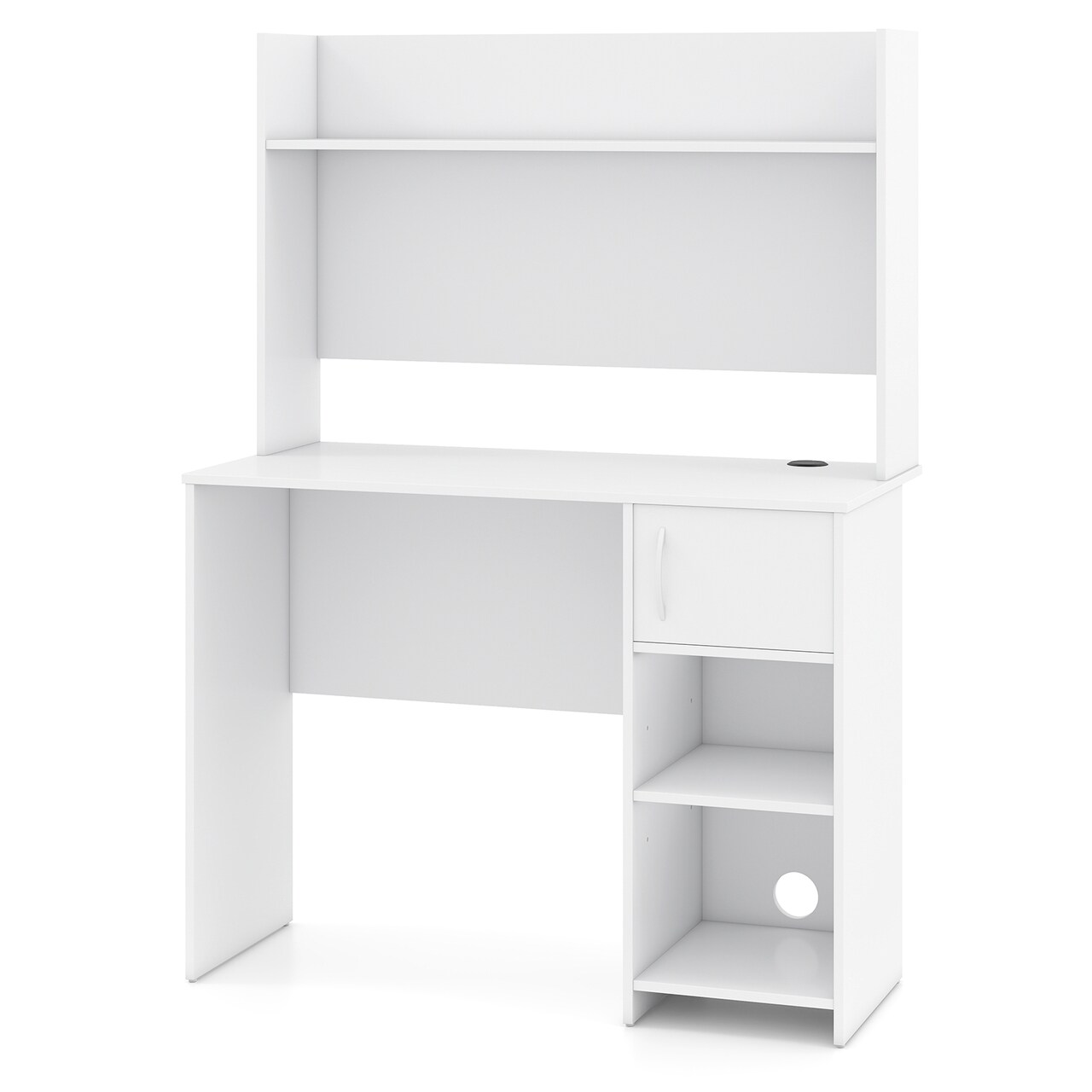 Writing Desk with Elevated Monitor Shelf and Dual Storage Shelves